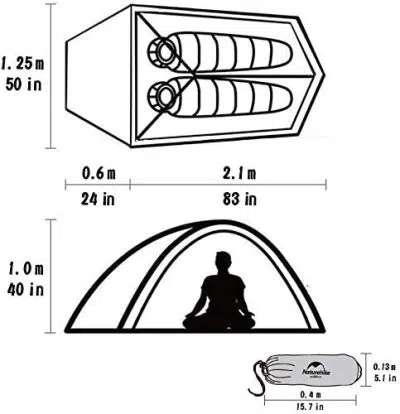 Tienda de campaña ligera Naturhike tamaño